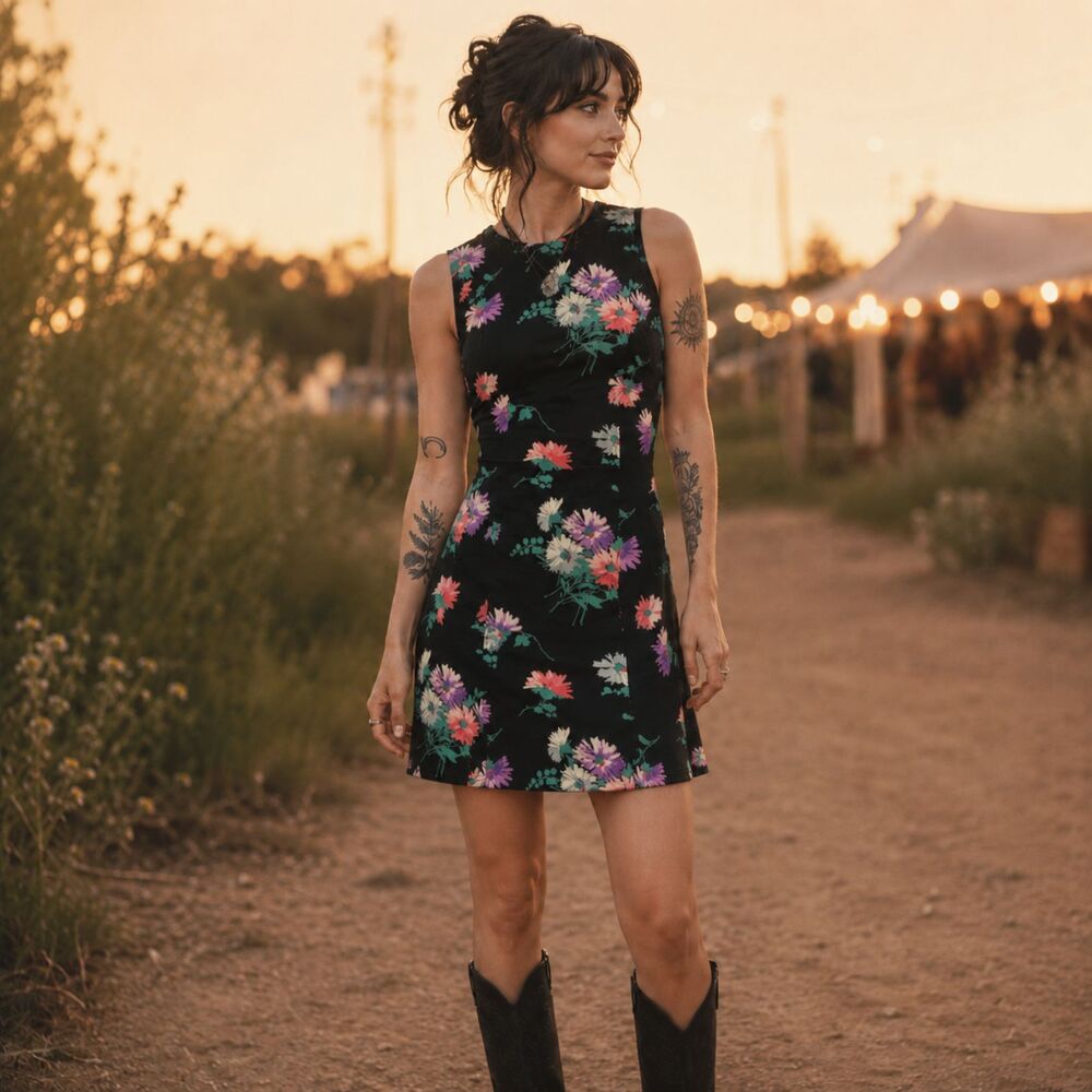 Vintage Y2K Whimsigoth Festival Retro Boho Feminine Floral Mini Dress